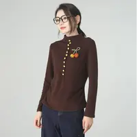 燕苹秋冬新款防风保暖半高领修身南瓜立体装饰长袖针织打底CX2576