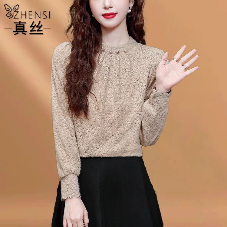 杭州大牌真丝衬衫打底衫女2026春秋冬新款长袖百搭减龄加厚设计感