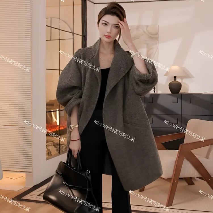25008-高定款欧版风衣大衣宽松廓型羊毛大衣定制气质轻奢