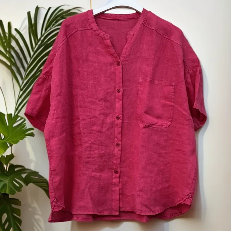 糖果色单排多扣纯色衬衫女装时尚小衫衬衣休闲宽松均码v领夏季