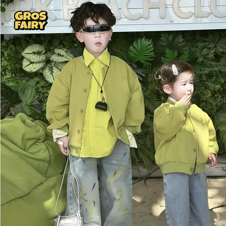 grosfairy男童宝宝韩版帅气棒球服套装2025春季新款中小童宽松