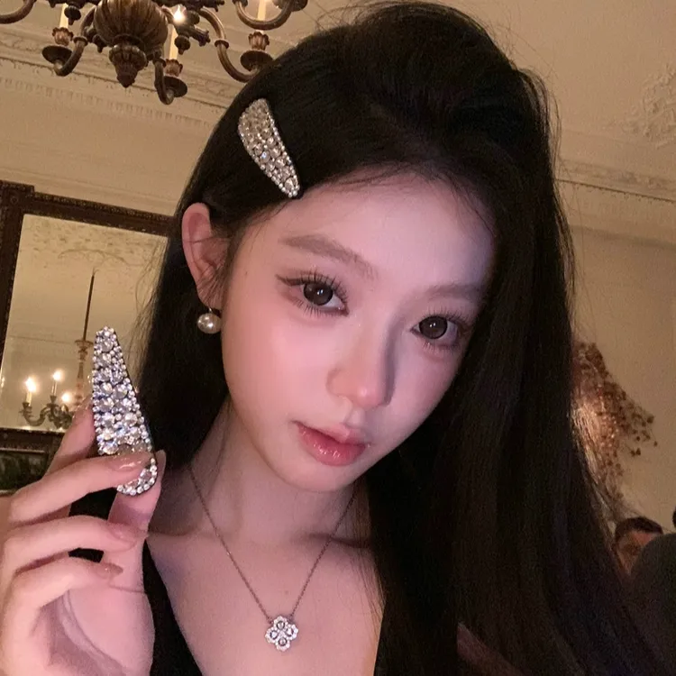 法式千金小香风闪锆方形水滴bb夹发夹女高级感侧边夹刘海夹发饰