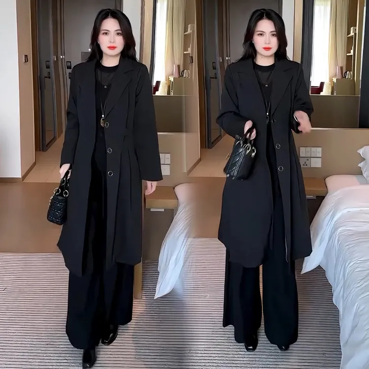 时尚加绒加厚风衣外套女2025冬季新款洋气宽松显瘦中长款保暖大衣