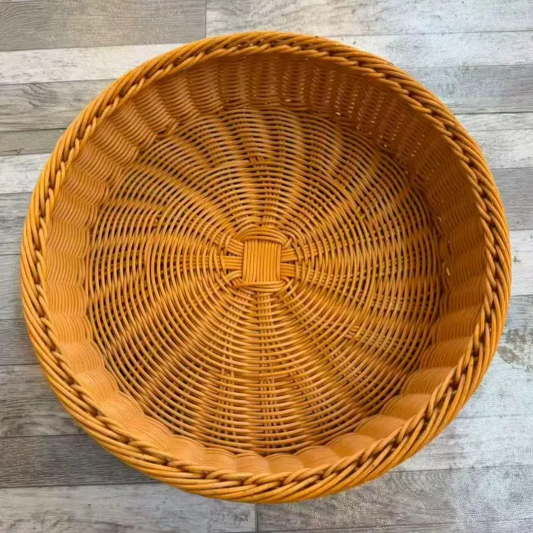 AS31编织软萌系圆形款果篮干果盘水果盘收纳