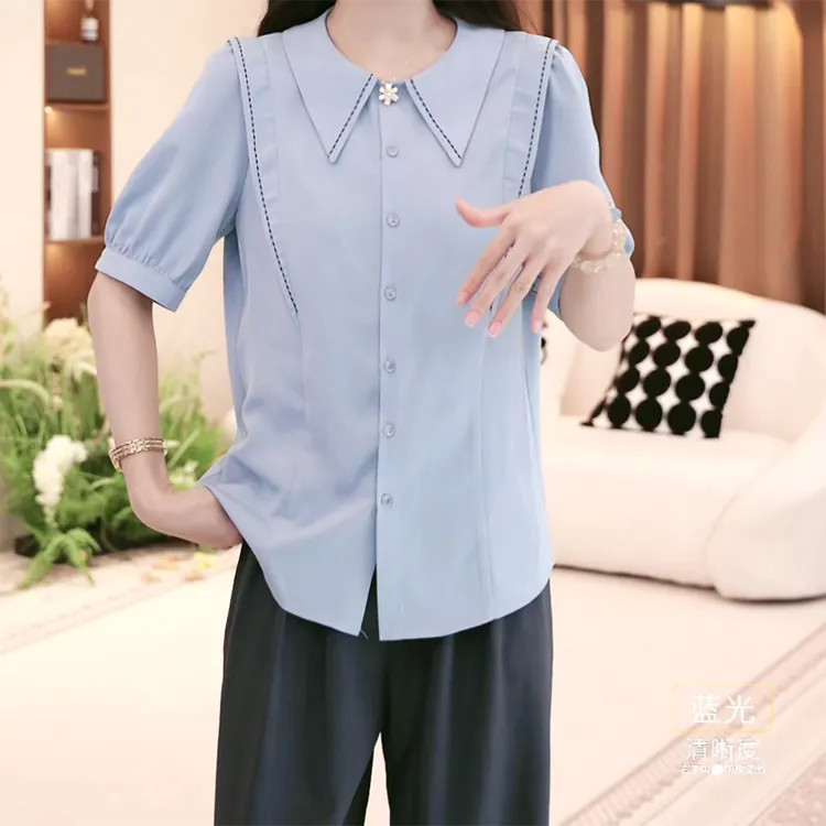 2025夏季时尚百搭衬衫通勤成人气质小众上衣女C5498