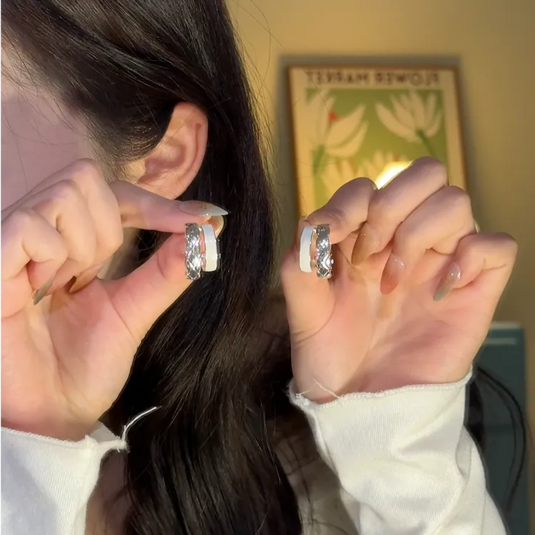 铜合金无非金属耳饰 春夏轻奢高级双层C型耳环女百搭小香风耳饰