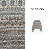 DC STUDIO【流浪诗人】2024秋冬新款时尚休闲条纹保暖拼色圆领毛衣