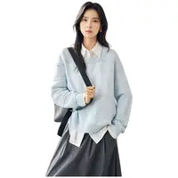 对白棉羊毛马海毛混纺圆领毛衣女春款肌理感针织衫DYZB-FDE005