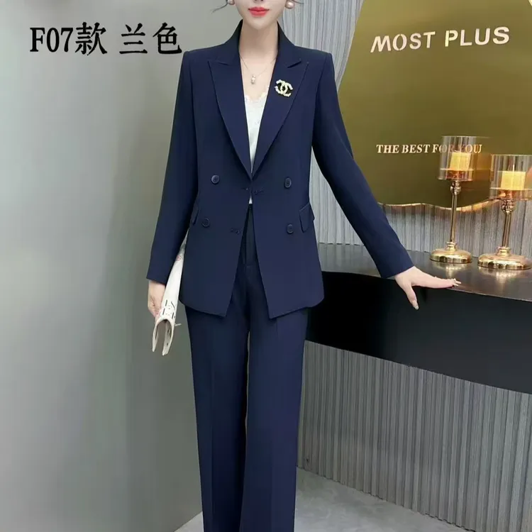 西装千金风长裤长袖职业女裤套装套装女士商务通勤F07