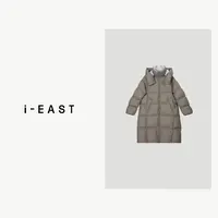 i-EAST 漫步米达尔~极简宽松连帽中长款羽绒服外套-4D 24J140