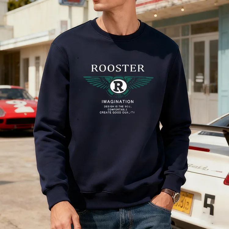 秋冬男士圆领印花卫衣时尚设计无帽套头美式休闲保暖不起球打底衫