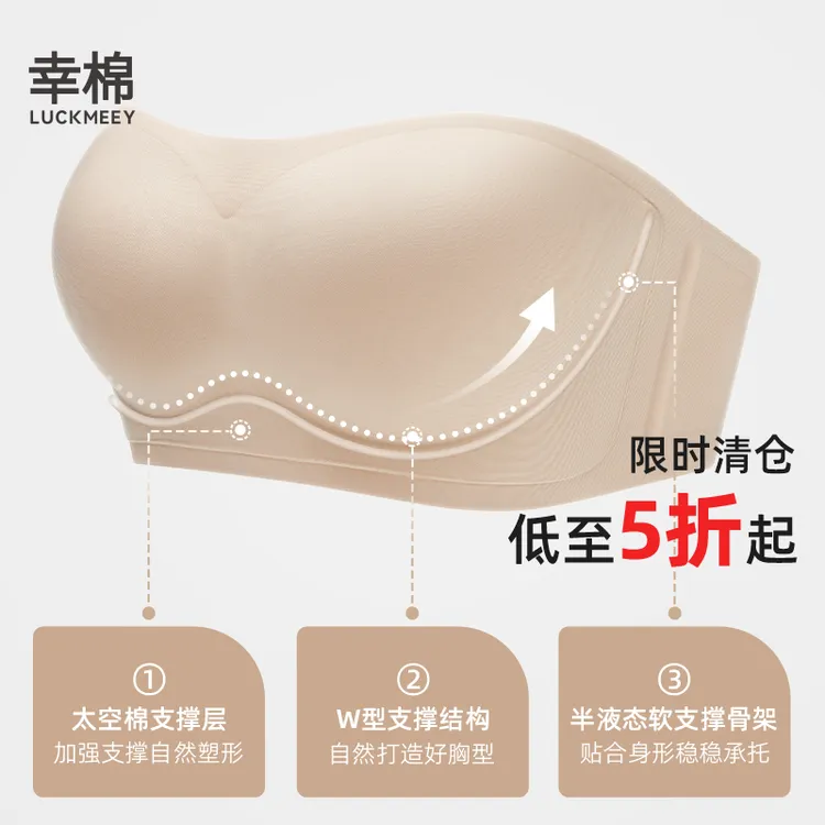 【粉丝专享】幸棉无肩带内衣无痕聚拢薄款夏季露肩吊带婚纱内衣*ds