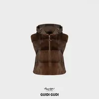 GUIDI GUDI【水龙吟】秋冬款浪漫风休闲马甲/黄加蓝 