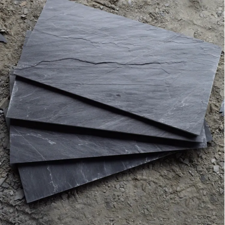 天然青石板庭院地砖室外防滑片黑色板岩电视背景墙青石板地铺石