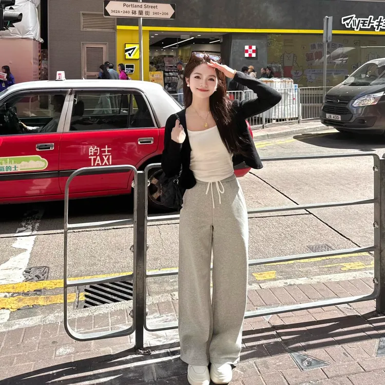 2025春夏时尚流行新款韩系简约内搭慵懒风开衫上衣显瘦休闲裤子女