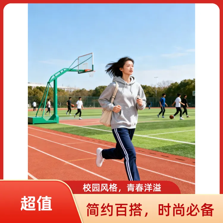 运动休闲风裤子褪色大码加绒春秋学生校服弹力宽松保暖校服裤