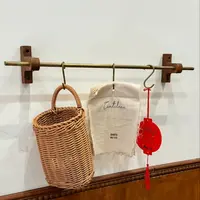 中古风仿腾编织筐壁挂厨房收纳筐干花篮子葱姜蒜复古编织筐手提篮