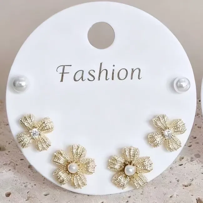 铜合金耳饰 爆款新款高级感秋冬女饰品耳钉套装百搭免摘耳饰礼物