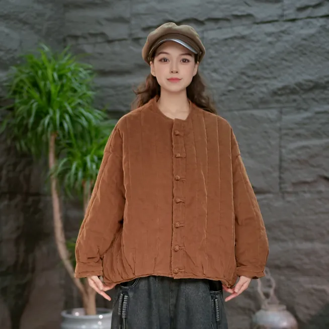 【绒面厚款棉服】保暖宽松圆领棉衣妈妈装冬季加厚女装棉袄