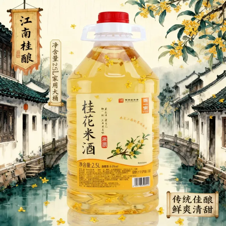 浙一家5斤6°桂花糯米养生酒源头工厂老字号传统手工自然发酵米酒