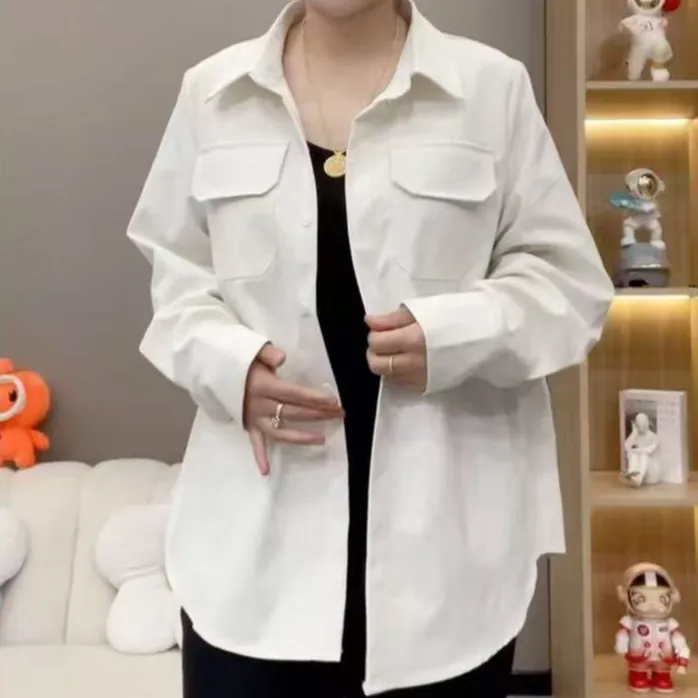 【彤彤家】3180#双口袋斜纹钮扣翻领衬衫外套Y/433