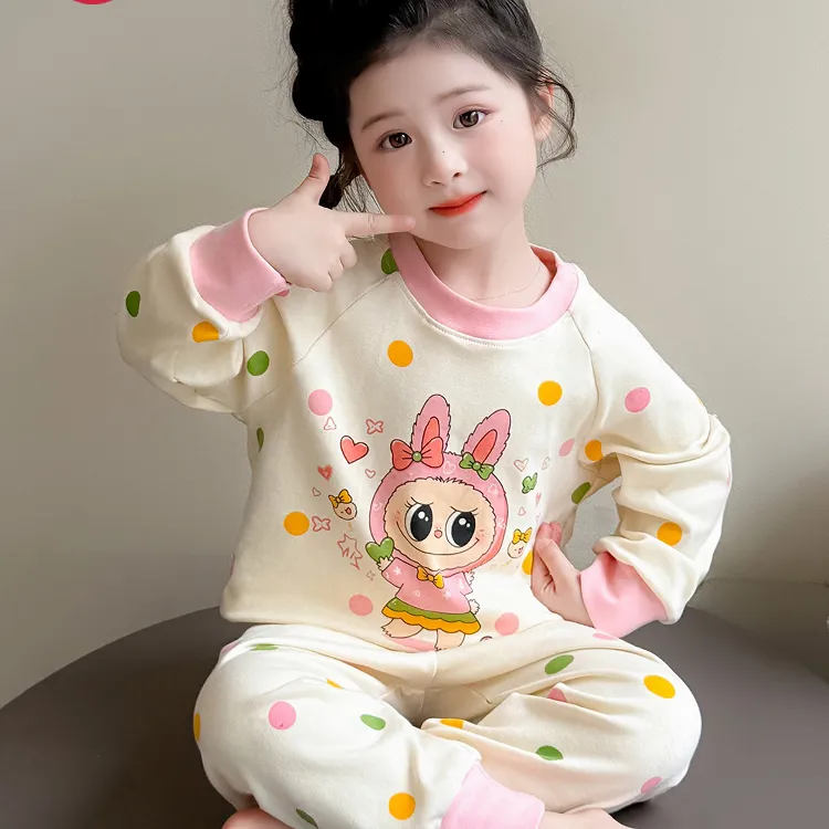 2025新款纯棉女童睡衣春秋款长袖薄款宝宝女孩儿童家居服套装