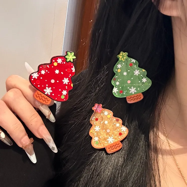 可爱圣诞节圣诞发夹节日氛围感少女圣诞树刘海夹甜美百搭圣诞发饰
