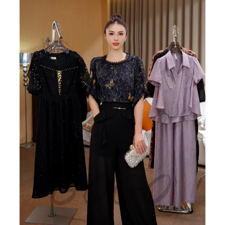 黑金蝴蝶 G7095夏季新款圆领花边中袖气质休闲洋气小衫宽松上衣