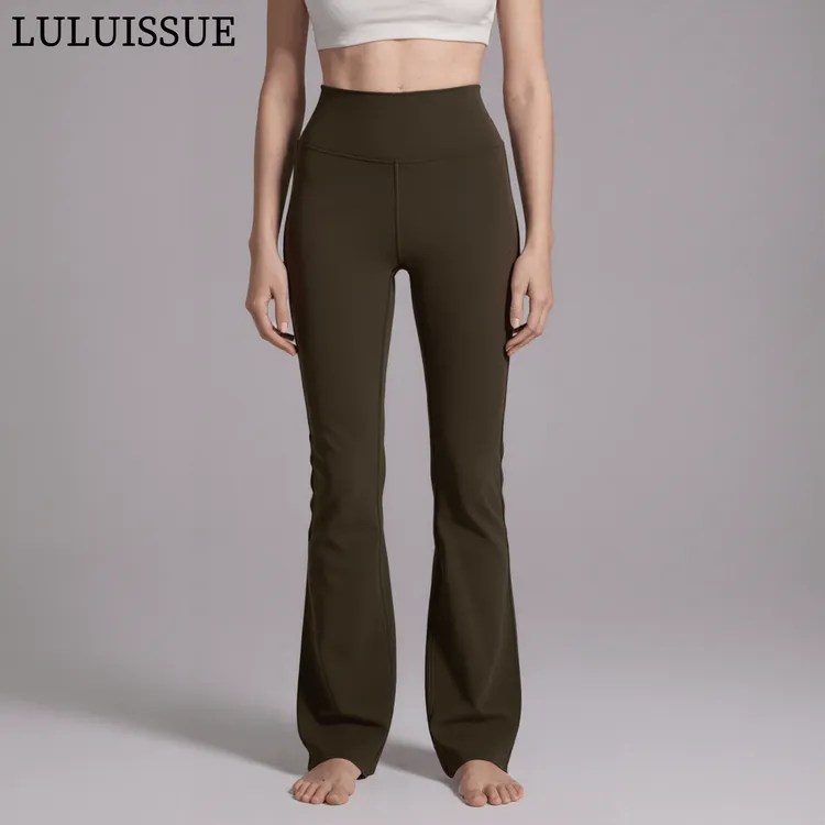 LULUISSUE弹力高腰提臀阔腿长裤外穿跑步运动健身裤瑜伽微喇叭裤