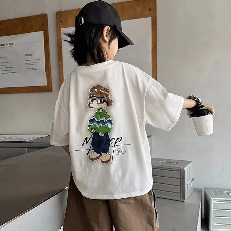 【100%纯棉】儿童T恤短袖2025年夏季新款中大童男童夏款男孩半袖潮T