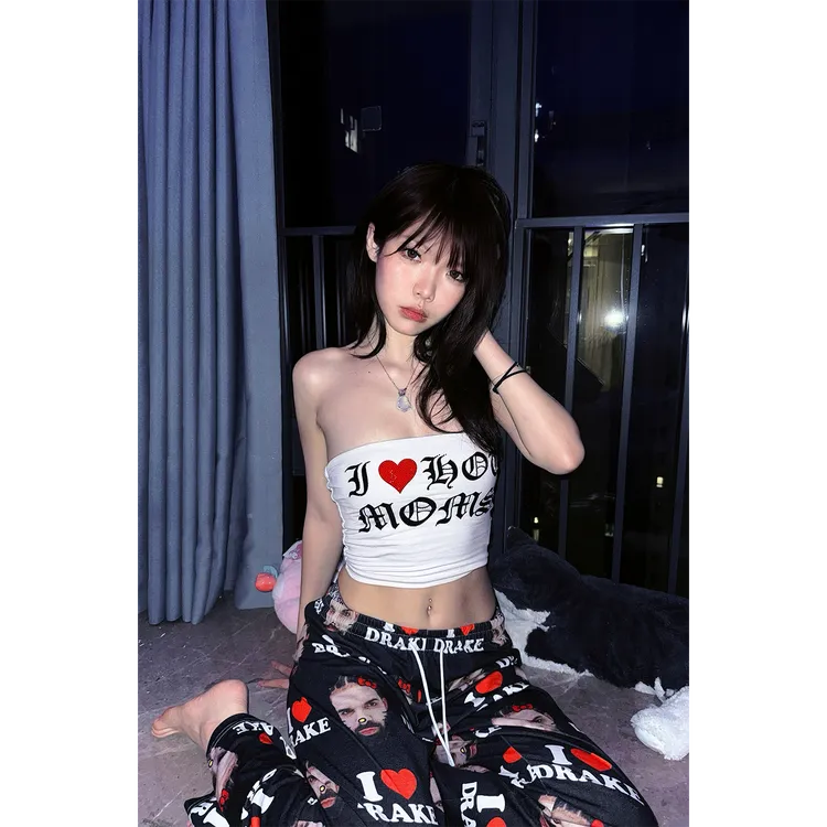 恶搞Drake满印Pajama公鸭睡裤居家裤欧美tk睡裤透气薄款健身裤