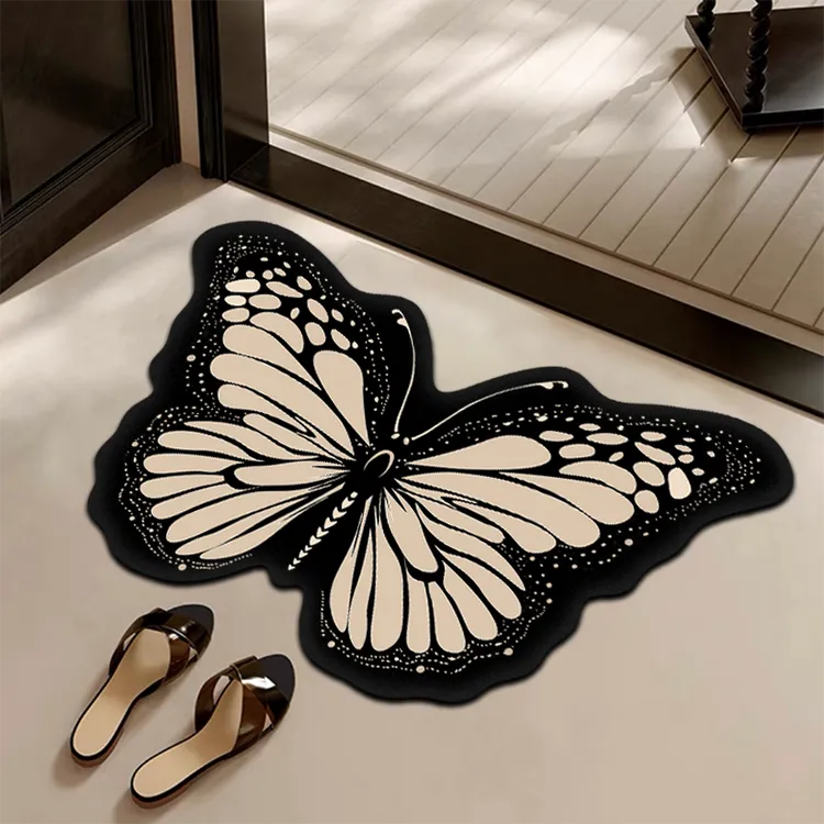 【两只羊】吸水防滑卫生间软硅藻泥蝴蝶地垫可裁剪加厚卫浴轻奢脚垫