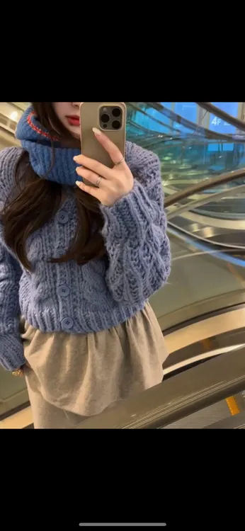 韩国东大门2025春季新款圆领短款系扣镂空粗针麻花针织开衫毛衣女