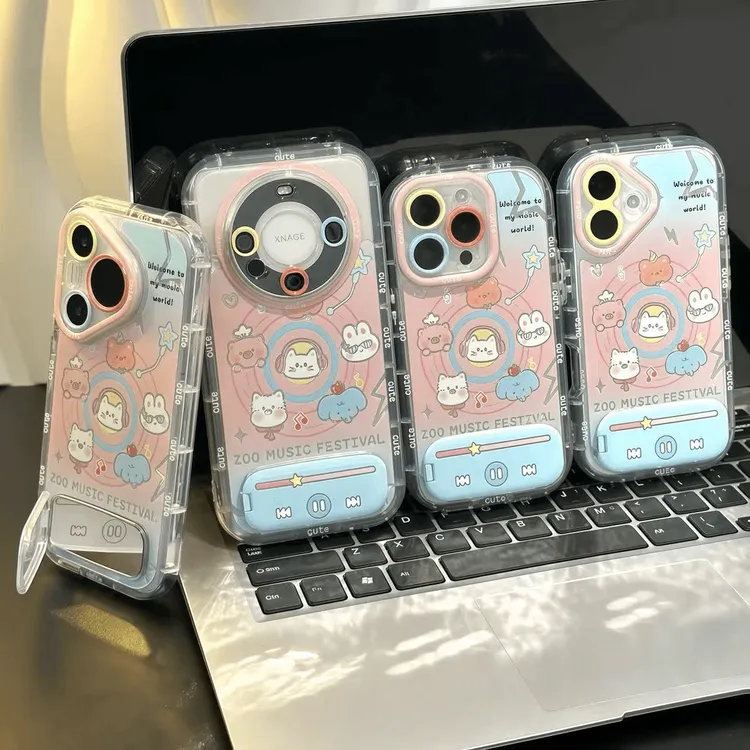 ins小动物播放器适用iPhone苹果16支架手机壳华为vivo小米15oppo