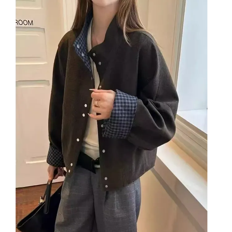 韩版长袖小香风短款外套女2025秋季新款小个子休闲百搭夹克上衣潮
