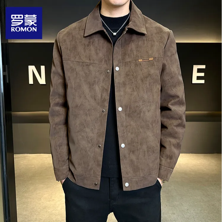 罗蒙翻领修身春秋季百搭爆款街头外套男新款时尚潮牌复古飞行夹克