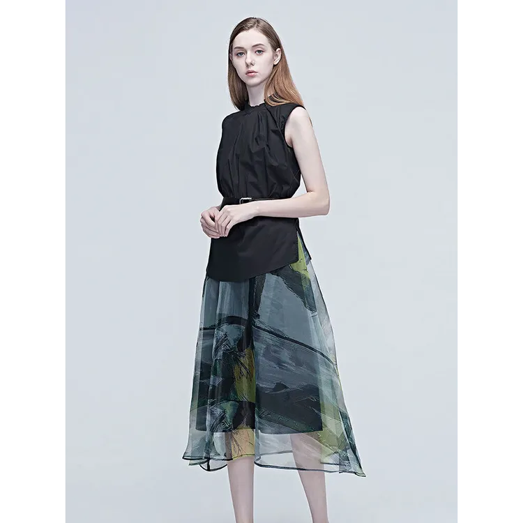 SDEER晕染网纱拼接连衣裙S20281262