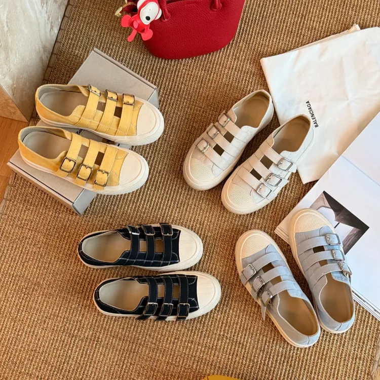 BAO/宝小姐三扣帆布鞋休闲鞋2025春季新款百搭韩版ins6900-1768