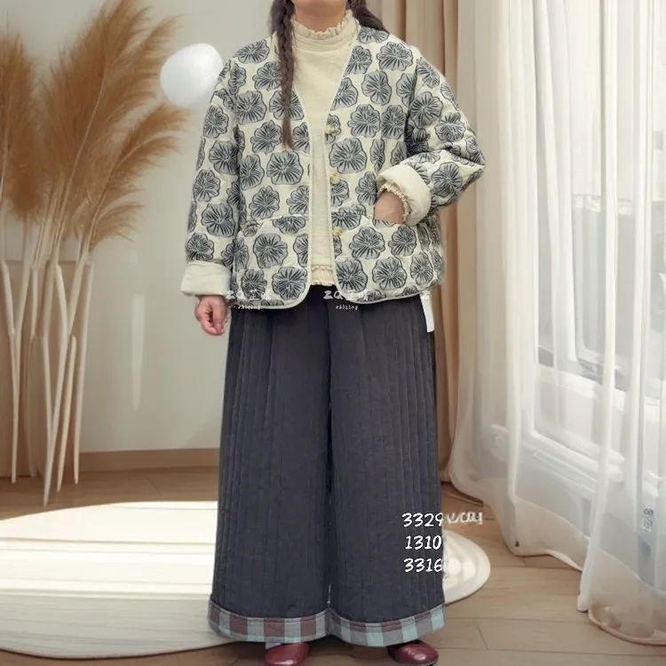 定制提花棉麻V领外套 1310#