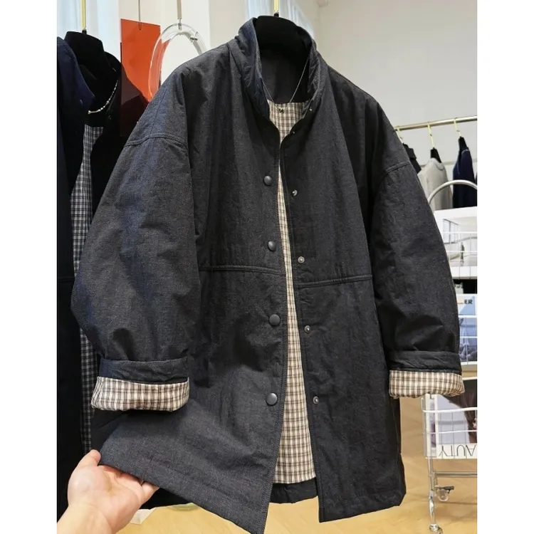 韩系高级感立领工装夹棉外套女秋冬慵懒风巨好看薄款夹棉风衣棉服