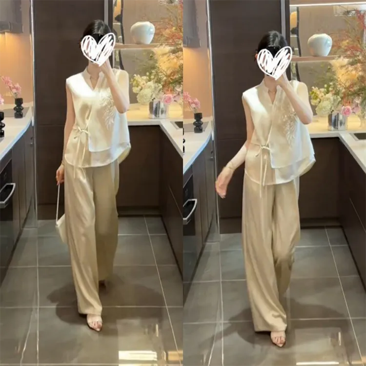 香朵儿新中式套装2025夏季新款温婉大方衣服短袖衬衫阔腿裤两件套