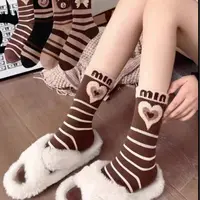 【到手7双】袜子女秋冬款长筒加厚网红爆款高腰甜美可爱字母袜保暖