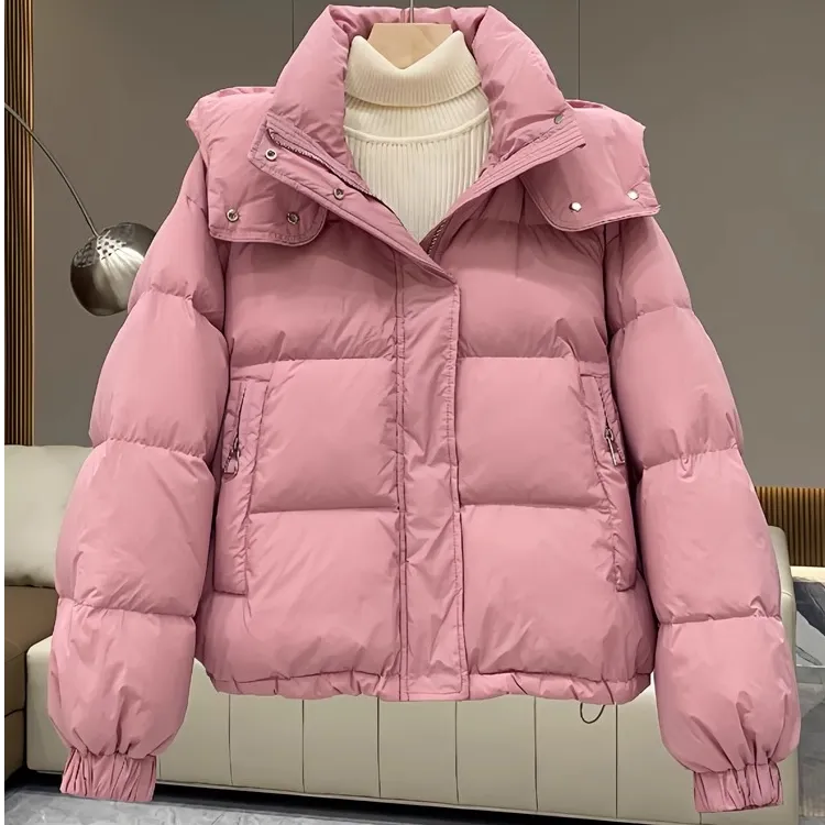 厚款直筒连帽棉衣棉服百搭宽松冬季休闲女装韩版小个子保暖厚外套