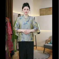 【青青】蝶隐 高奢圆领单排扣提花新中式国风上衣正肩百搭衬衫CH324