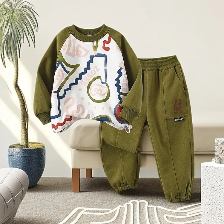 儿童卫衣卫裤套装春秋新款男童女童洋气长袖裤中大童运动时尚童装