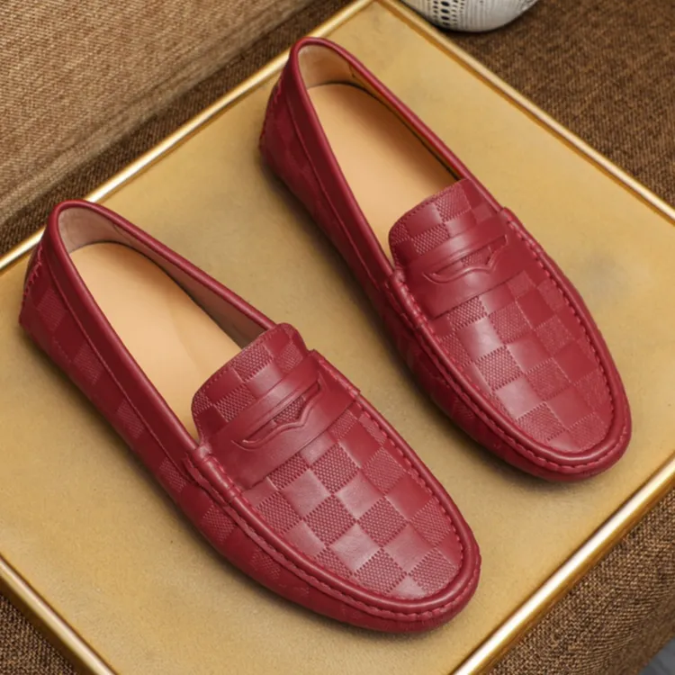 男士豆豆鞋红色真皮豆豆鞋韩版豆豆鞋百搭一脚蹬透气防滑夏季潮流