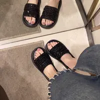 新款夏网红平底简约一字带踩屎感外穿软底休闲沙滩凉拖鞋女188-1