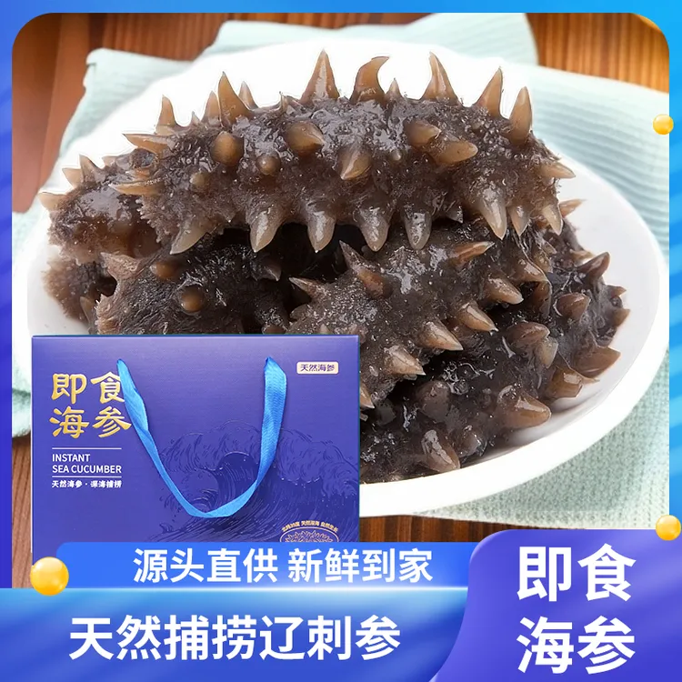 冠参岛精选天然即食海参约8-12头/斤蓝色礼盒装