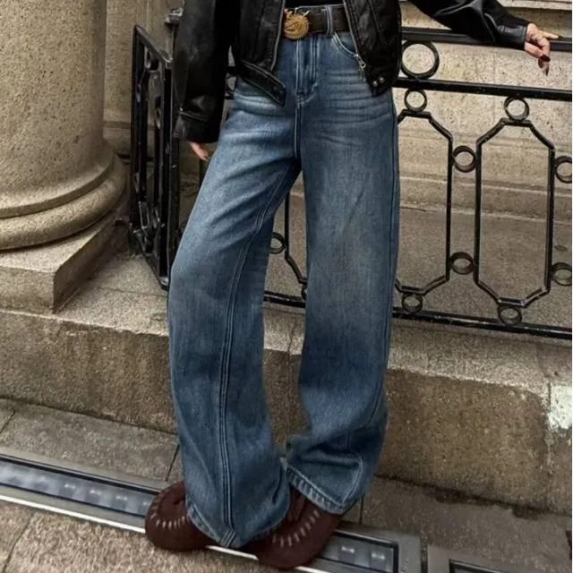 显瘦女秋冬牛仔裤高腰女韩系加绒裤子小众复古ins冬天里的暖宝宝