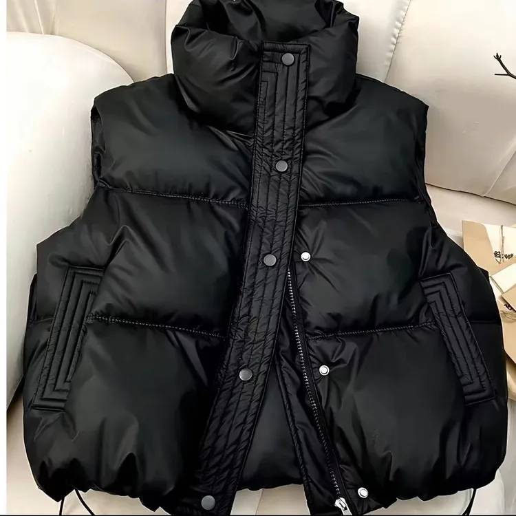 春秋韩版纯色宽松马夹短款时尚保暖加厚马甲冬季立领气质马甲